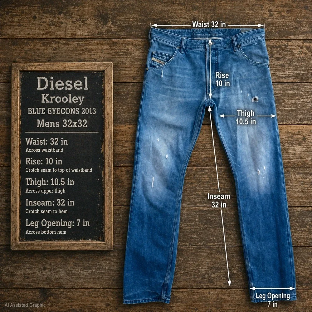 Diesel Krooley Blue Eyecons 2013 Mens Jeans 32x32 Made in Italy Carrot Slim Blue